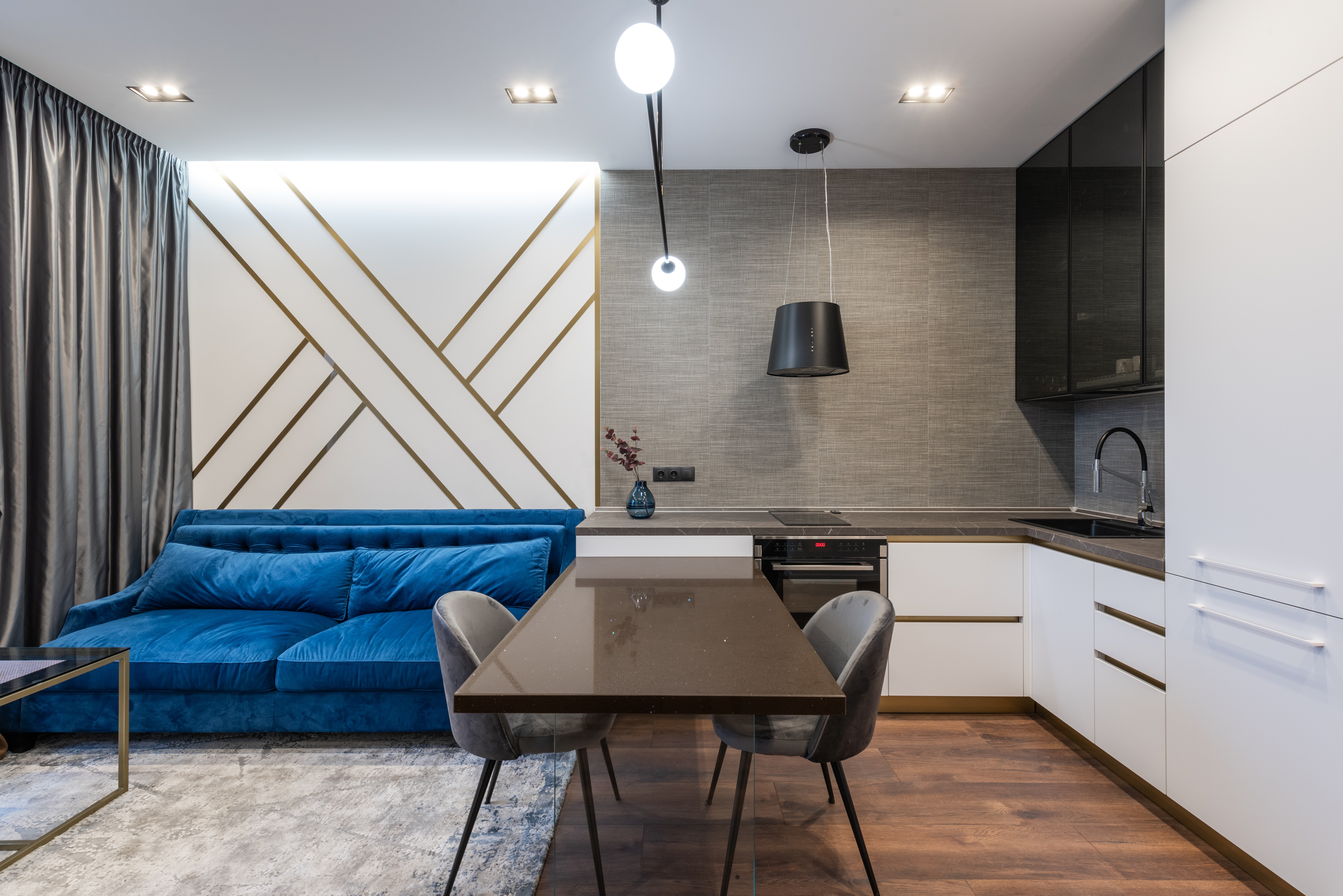 Contemporary White & Gray Inset Kitchen